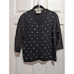 InWear black beaded 3/4 sleeve cardigan Medium